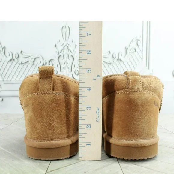 LL Bean Brown Suede Wicked Good Shearling Lined Slipper Ankle Boot Size 8 M - Picture 6 of 9